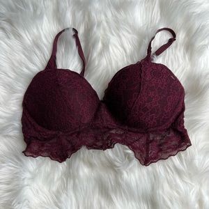 Victoria's Secret Pink Marron Lace Pullover Padded Bralette Small